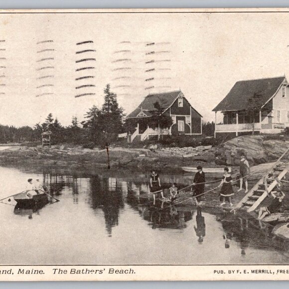Postcard  Posted 1909 Maine Birch Island The Bather's Beach #1128 - Picture 1 of 2
